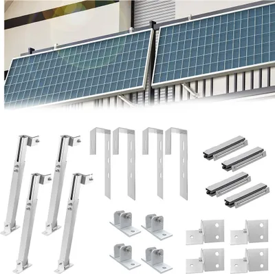 Produktbild von Balkongelände Balkonkraftwerke Halterung Balkon Geländer Solarpanel Halterung Befestigung für 2 Solarmodul Photovoltaik DE