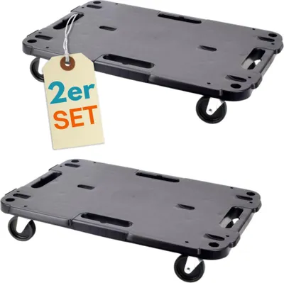 Produktbild von 2er Set Transportroller Rollbrett Transportrollen Rollbrett Werkstatt Pflanzen Rollbretter Transport Möbelrollen flach Pflanzenroller eckig Transporthilfe mit Rollen 57