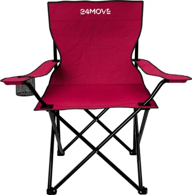 Produktbild von 24MOVE® Campingstuhl Faltstuhl, rot, mit Getränkehalter und Tragetasche Outdoor, faltbar max. 100kg, Angerstuhl, Klappstuhl