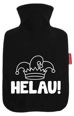 Produktbild von Huuraa Wärmflasche Helau Narrenkappe 1,8 Liter Black Classic Veloursbezug Bettflasche Geschenkidee