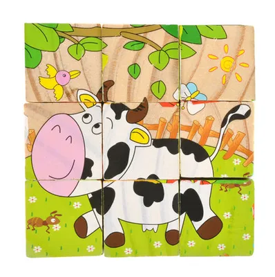Obrázek produktu pro Vzdělávací dřevěné bloky Farma puzzle 9el.