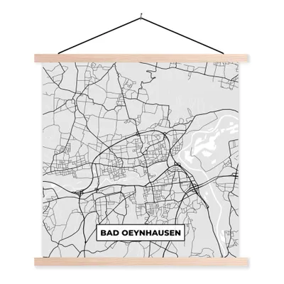 Produktbild von MuchoWow® Textilposter Stadtplan - Karte von Bad Oeynhausen - Deutschland - Karte 40x40 cm mit holzfarbenen Rahmen - Posterleiste