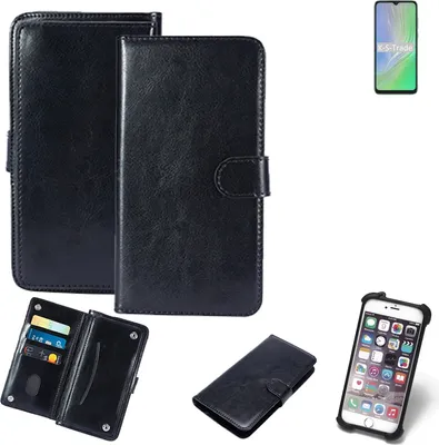 Produktbild von K-S-Trade 360° Hülle kompatibel mit Blackview A55 schwarz Kunstleder Case BookCase WalletCase Kunstlederederhülle Handyhülle, Rundumschutz Bumper
