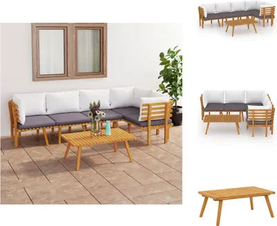 Produktbild von vidaXL 6-tlg. Garten-Lounge-Set mit Kissen Massivholz Akazie -  Gartenmöbel-Sets