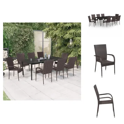 Produktbild von vidaXL 9-tlg. Garten-Essgruppe Braun und Schwarz -  Gartenmöbel-Sets