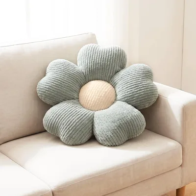 Blumenkissen 40 cm, grün, Plüsch, Sitzkissen für Sofa & Bett