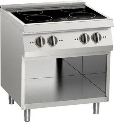 Obrázok produktu pre Indukčná varná doska KBS, 4 varné zóny, 4 x 3,5 kW, otvorená spodná skrinka, 800 x 730 x 900 mm, 400 voltov