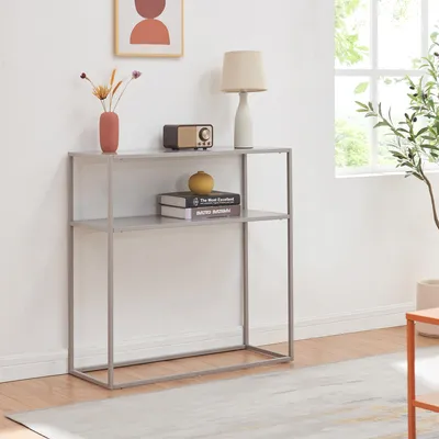 Image de Table console 'Kuhmo' avec plateau métallique 80 x 80 x 30 cm gris clair
