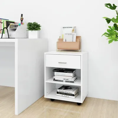 Obrázek produktu pro Mobilní kontejner na dokumenty, bílý, s kolečky, vhodný do kanceláře i do domácnosti