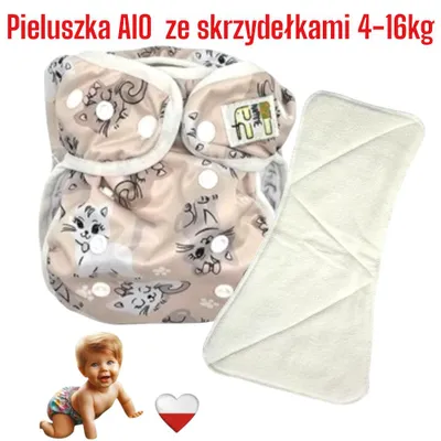 Produktbild von NappiMe AIO Coolmax (Polyesterfasern) wiederverwendbare Pocketwindel mit Katzenflügeln