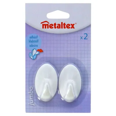 Produktbild von Metaltex Ovalen Plakhaken 2 Stuks Wit