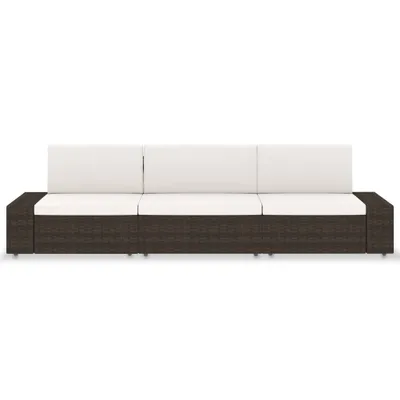 Produktbild von vidaXL Modulares 3-Sitzer-Sofa Poly Rattan Braun