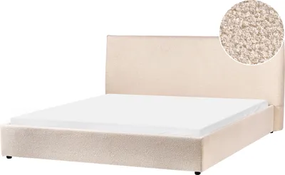 Produktbild von BELIANI Wasserbett Beige Bouclé Stoff 180 x 200 cm Hohes Kopfteil Samtbett für Schlafzimmer