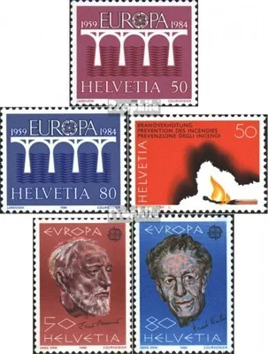 Produktbild von Briefmarken Schweiz 1984 Mi 1270-1271,1283,1294-1295 (kompl.Ausg.) gestempelt Europa