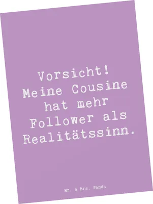 Produktbild von Mr. & Mrs. Panda Postkarte Spruch Cousine Influencer - Lavendeltraum - Geschenk, Ironie, Ansichtskarten, Social Media, Liebe, Postkarten, Verwandtschaft, Humor, humorvoll