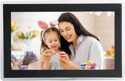 Obrázek produktu pro 15.6palcový digitální fotorámeček WiFi s dotykovou obrazovkou Elektronické fotorámečky Vestavěné úložiště 32 GB Černá zástrčka EU