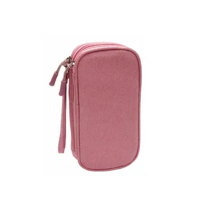 Produktbild von OKWISH Doppellagiger Reise Organizer, tragbare Aufbewahrungspaket für digitales Zubehör, wasserdicht Gadget Tasche Rosa