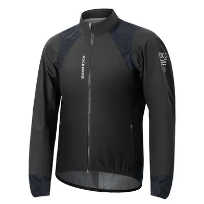 Produktbild von ROCKBROS Wasserdicht Regenjacke Herren Atmungsaktiv Windjacke TPU Regenmantel für Radfahren Wandern Laufen Schwarz XL