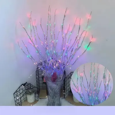 LED Leuchtzweige 6er-Set, warmweiß, 120 LEDs, batteriebetrieben, 70 cm