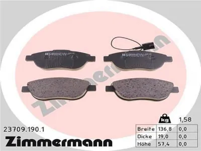 Produktbild von ZIMMERMANN Bremsbeläge Satz Vorne Bremsklötze für FIAT PUNTO EVO (199) 23709.190.1