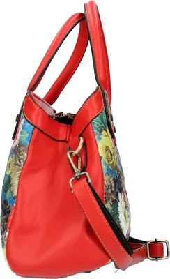 Produktbild von Laura Vita Damen Henkeltasche Umhängetasche Blumen Muster Aramis, Farbe:Rot