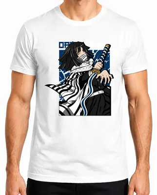Productafbeelding van Kimetsu no Yaiba Obanai Iguro Slangenzwaard Anime T-shirt voor heren, wit, maat 3XL