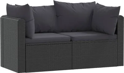 Zdjęcie produktu dla vidaXL 2-częściowa sofa ogrodowa z poduszkami z czarnego polirattanu