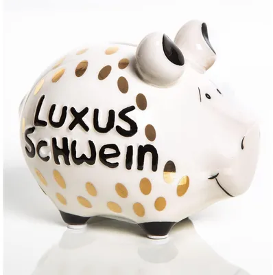 Produktbild von Edles Sparschwein LUXUSSCHWEIN weiß schwarz Gold