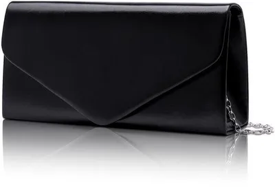 Obrázok produktu pre Elegantná čierna kožená kabelka s retiazkou, 22 x 11 x 5 cm, večerná kabelka