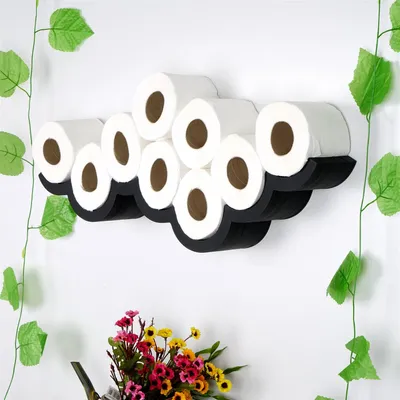 Produktbild von Skye Decor, Wc018, Wandgarderobe und Haken, Klopapierhalterung, Schwarz, Holz, 62 x 9 x 16 cm