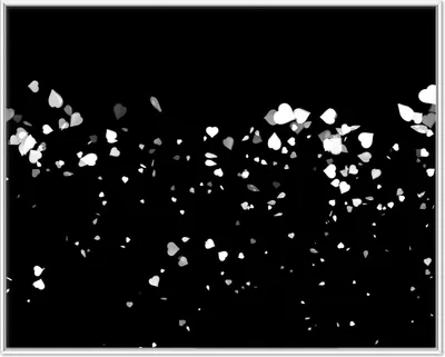 Produktbild von Wallario Wandbild Weiße Konfetti-Herzen vor schwarzem Hintergrund, Größe: 40,30 x 50,30 cm, Poster mit weißem Aluminiumrahmen