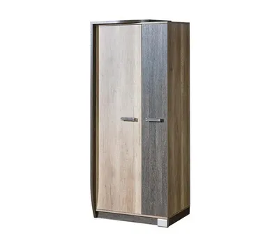 Produktbild von Kleiderschrank RAVEN links, 2-türiger Garderobenschrank mit Kleiderstange und Einlegeböden, Schlafzimmer Eiche Canyon/Arusha