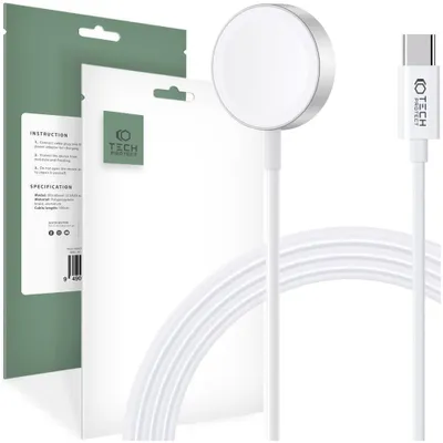 Obrázok produktu pre Tech-Protect , Watch charging cable, Apple, Nylon, Biela, 120 mm, 1 kusov