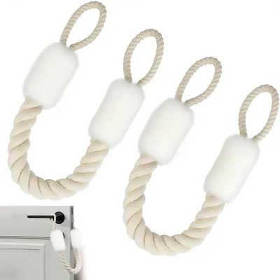 Image de Protections pour cordons de porte, lot de 2, butoirs de porte en coton, protections pour poignées de porte, protections pour animaux domestiques et enfants, 58 cm (blanc)