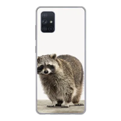 Produktbild von MuchoWow® Handyhülle Schutzhülle Hülle für Samsung Galaxy A71 Waschbär - Tiere - weißer Hintergrund - Jungen - Mädchen - Kinder Silikon Softcase Handy Hülle - Kartenbesitzer