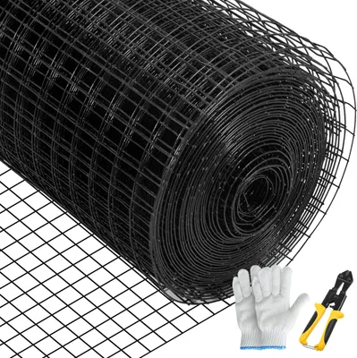 Produktbild von VEVOR Maschendraht 122 x 1524 cm verzinkter mit Vinyl beschichteter 16-Gauge-Maschendrahtzaun aus Stahl mit einer Schneidezange und einem Paar Stoffhandschuhen, für Gartenzäune und Haustiergehege,