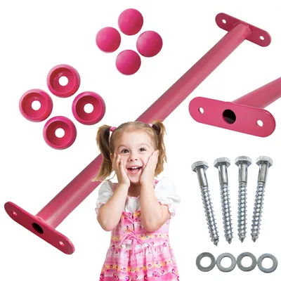 Produktbild von 4iQ 5x Metall Turnstange 60 cm Kinder Pink – Set Reckstangen Garten Spielplatz Klimmzugstange Outdoor Spielgerät