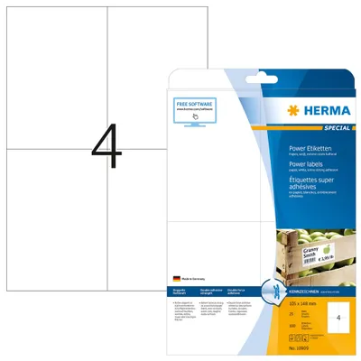 Produktbild von Etiketten A4 weiß 105x148 mm extrem stark haftend Papier matt 100 St.
