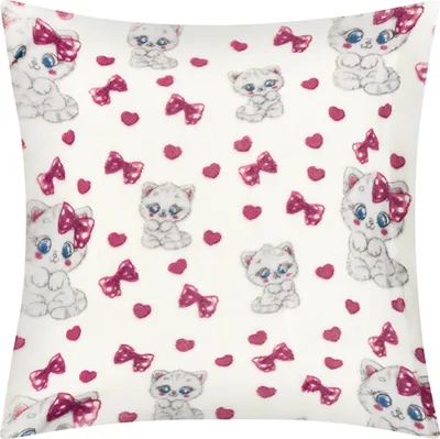 Zdjęcie produktu dla Poduszka ELLÍK – motyw dziecięcy – 35 x 40 cm – różowa, biała