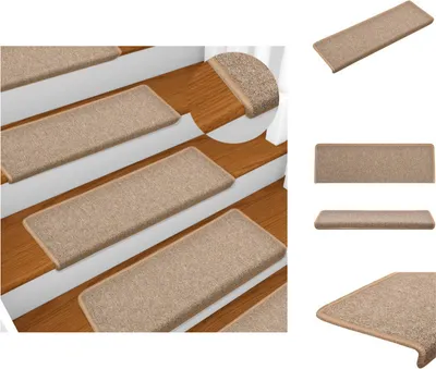 Produktbild von vidaXL Teppich-Treppenstufen 15 Stk. 65x21x4 cm Hellbraun -  Stufenteppiche