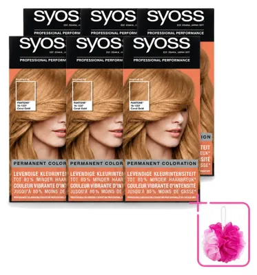Zdjęcie produktu dla 6 sztuk farby do włosów Syoss Pantone 9-67, kolor: koralowy złoty - zestaw ekonomiczny