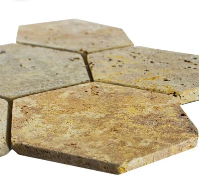 Produktbild von Travertin Naturstein Mosaikfliesen Mercado Sechseck Gold