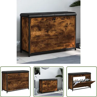 Obrázek produktu pro The Living Store Lavice na boty s výklopem, kouřový dub 82x32x56 cm