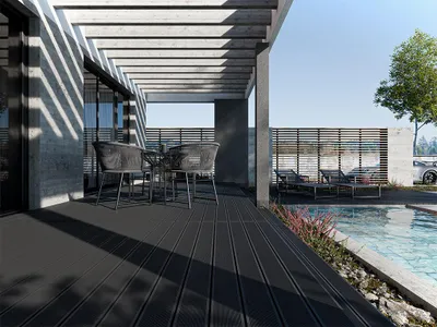 Produktbild von Outgarden | 3 m | Anthrazit 20 mm Terrassendielen WPC Premium, Coextrudiert Massivprofil, 2 in 1 Wendediele Fein Und Grob Geriffelt, Rutschfest Splitterfrei, Einfache Clip Montage