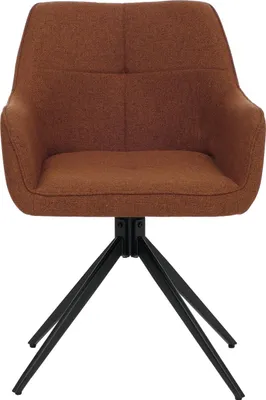 Image de lot de 6 chaises de salle à manger HWC-O47, chaise de cuisine avec accoudoirs, pivotante Auto-Return, tissu/textile (270g/m²) ~ terracotta