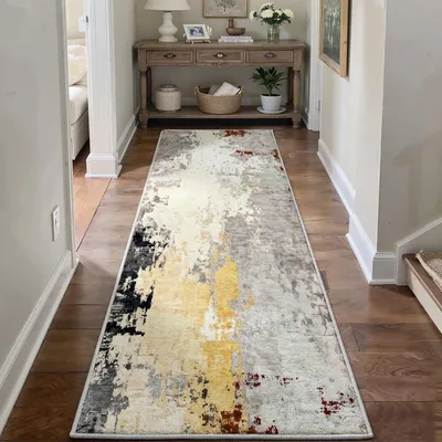 Läufer 80x150 cm, Braun, waschbar, rutschfest, Kurzflor