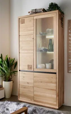Produktbild von Vitrine 103x205cm "Bergamo" Wildeiche geölt WZ-0159