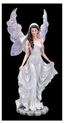 Produktbild von Elfenfigur Braut mit Schleier in Rosa | Elfe Figur Engel Fee Hochzeit Statue Deko Geschenk