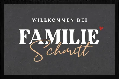 Produktbild von Fußmatte mit Namen Willkommen Familie Wunschname Familienname personalisierte Geschenke rutschfest & waschbar SpecialMe®