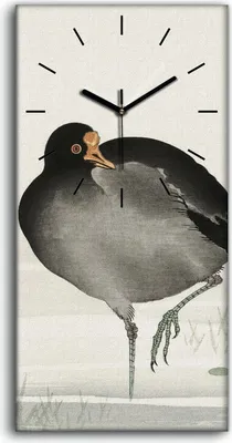 Produktbild von Wandkunst Leinwand Bild Uhr 30x60 Gemälde Asiatische Tier Vogel Wasser - schwarze Hände